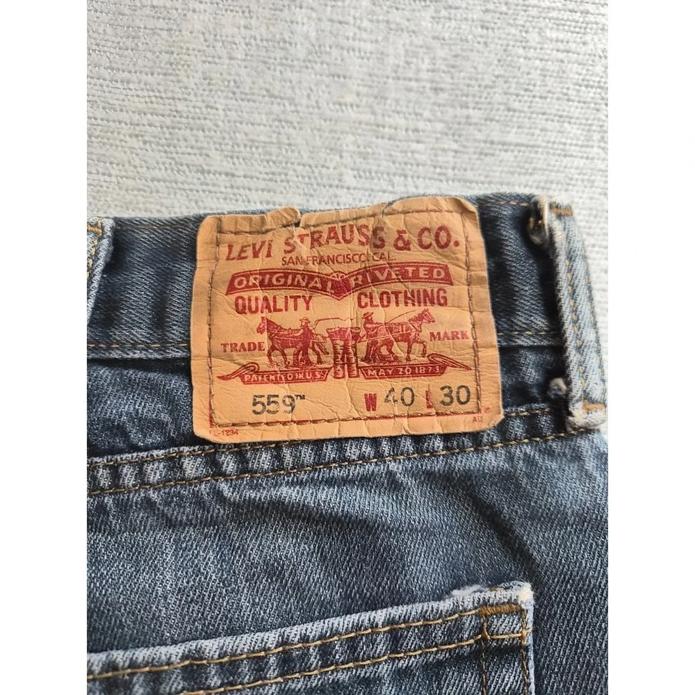 Levis 559 Jeans Mens 40x30 Blue Denim Cotton Relaxed Fit 5 Pockets Straight Leg